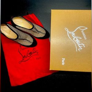 Christian Louboutin black suede and lace booties